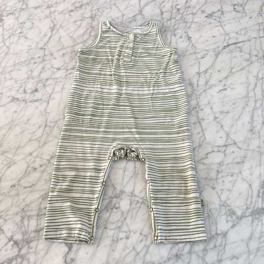 Nui Organics Helena Romper Green Striped Toddler Unisex 12/18 Months